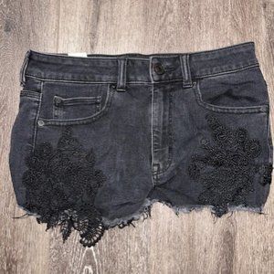American Eagle Super Super Stretch X Hi Rise Shortie Shorts Womens Sz 6 Black